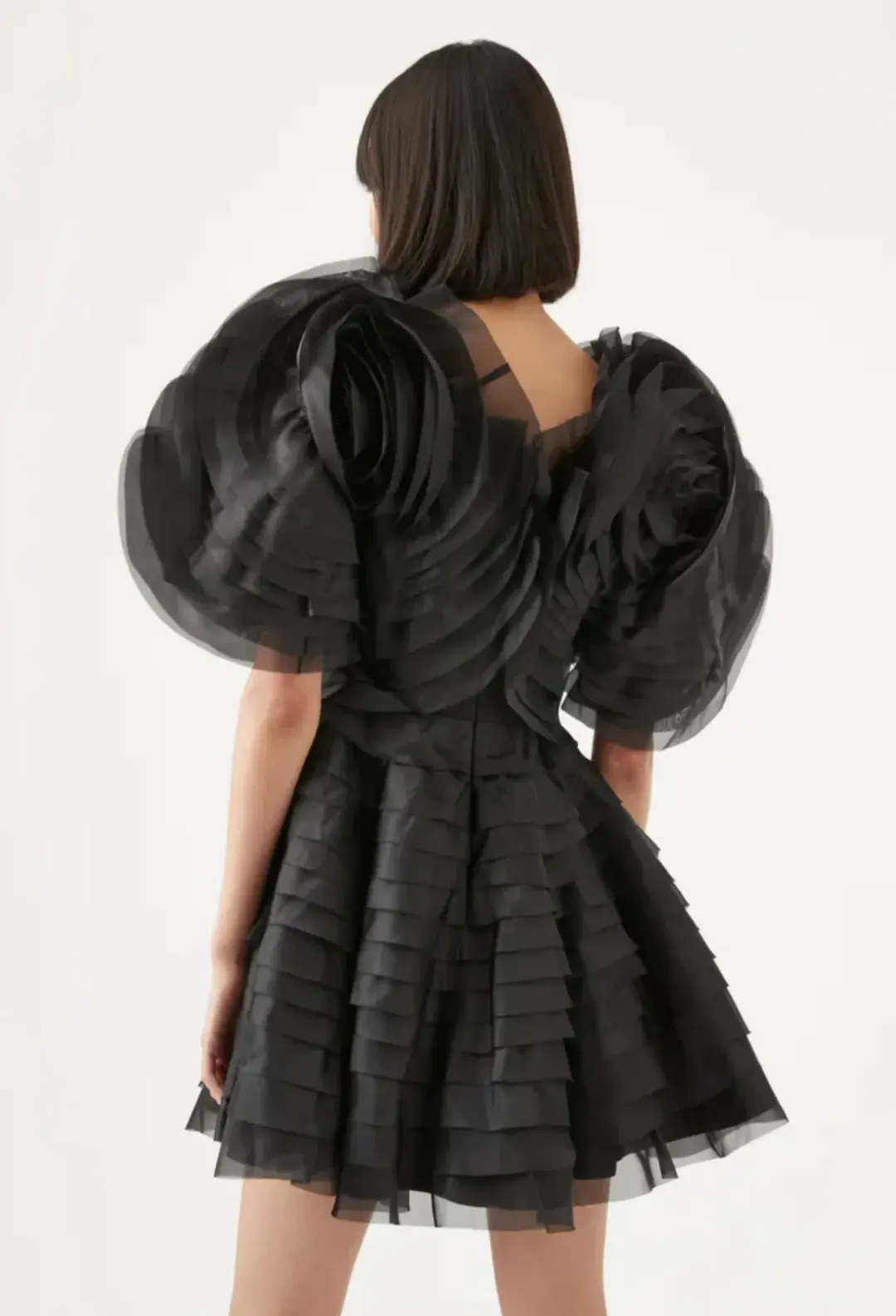 Aje Amour Ruffle Mini Dress Black Size 8 / S for rent on The Volte - main image