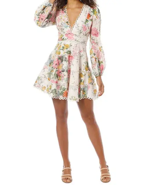 Zimmermann Heathers Flounce Short Dress Floral Print Size 0/Au 8 for rent on The Volte - main image