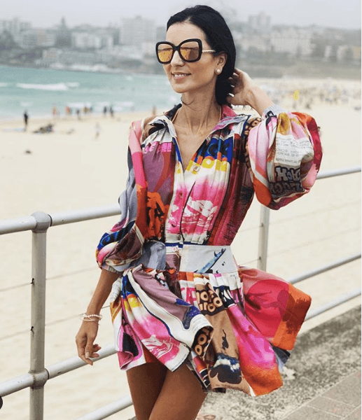 Zimmermann Wavelength Long Sleeve Mini Dress Pink Poster Print Size 0P / Au 6 for rent on The Volte - main image