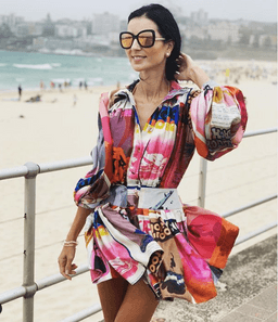 Zimmermann Wavelength Long Sleeve Mini Dress Pink Poster Print Size 0P / Au 6 for rent on The Volte - image 4