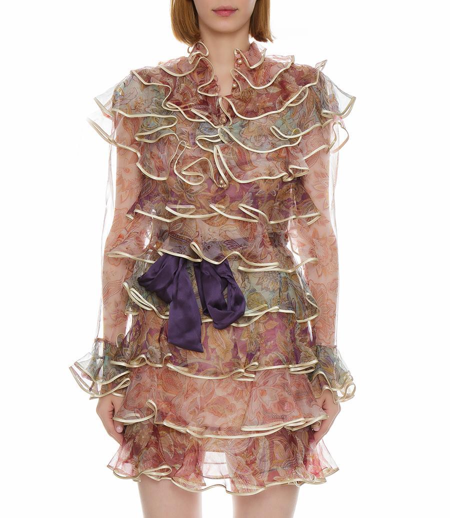 Zimmermann Lucky Tiered Mini Dress Spliced Size 0P / Au 6 for rent on The Volte - main image