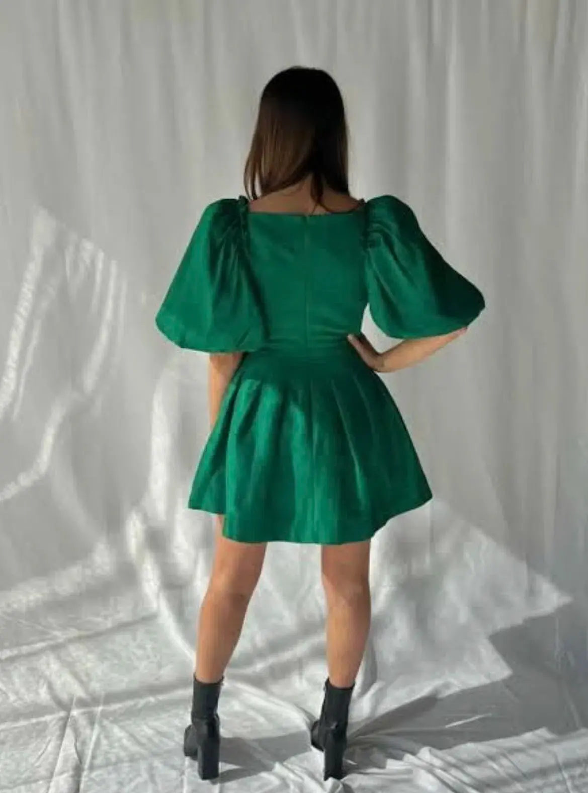 AJE Dusk Knot Puff Sleeve Mini Dress Emerald Size 6 - Image 4