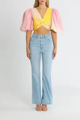 Aje Cloud Burst Puff Sleeve Cropped Top Tie Dye Pink Size 12 for rent on The Volte - image 4