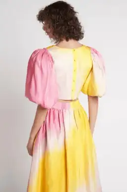 Aje Cloud Burst Puff Sleeve Cropped Top Tie Dye Pink Size 12 for rent on The Volte - image 3