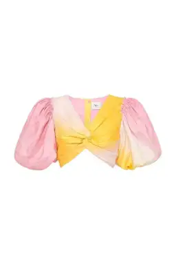 Aje Cloud Burst Puff Sleeve Cropped Top Tie Dye Pink Size 12 for rent on The Volte - image 5