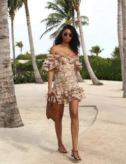 Zimmermann Painted Heart Folds Mini Dress Peach Tapestry Size 6 for rent on The Volte - image 2