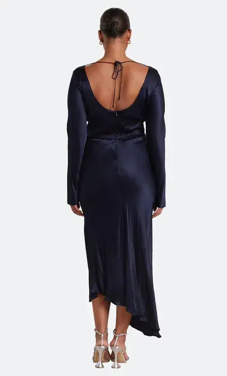 Bec & Bridge Moon Dance Long Sleeve Cowl Dress Navy Size AU 18 for rent on The Volte - main image