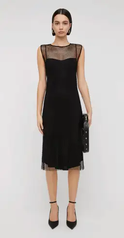Scanlan Theodore Diamante Mesh Dress Black Size AU 6 for rent on The Volte - image 1