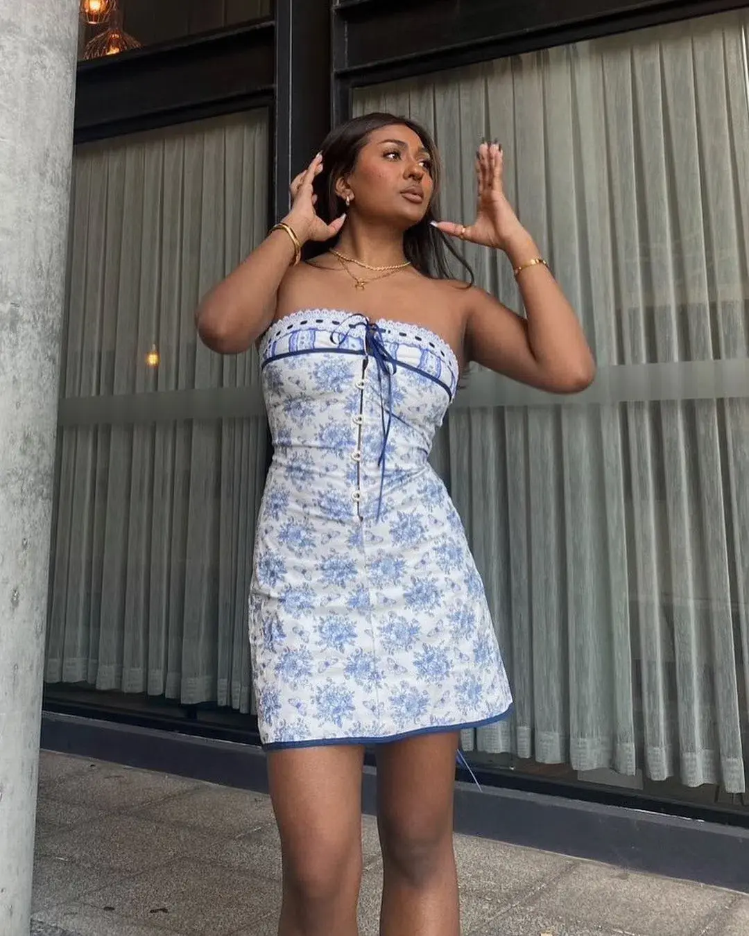 With Jean Sabrin Dress in Toile Papillon White Size S / AU 8 for rent on The Volte - main image