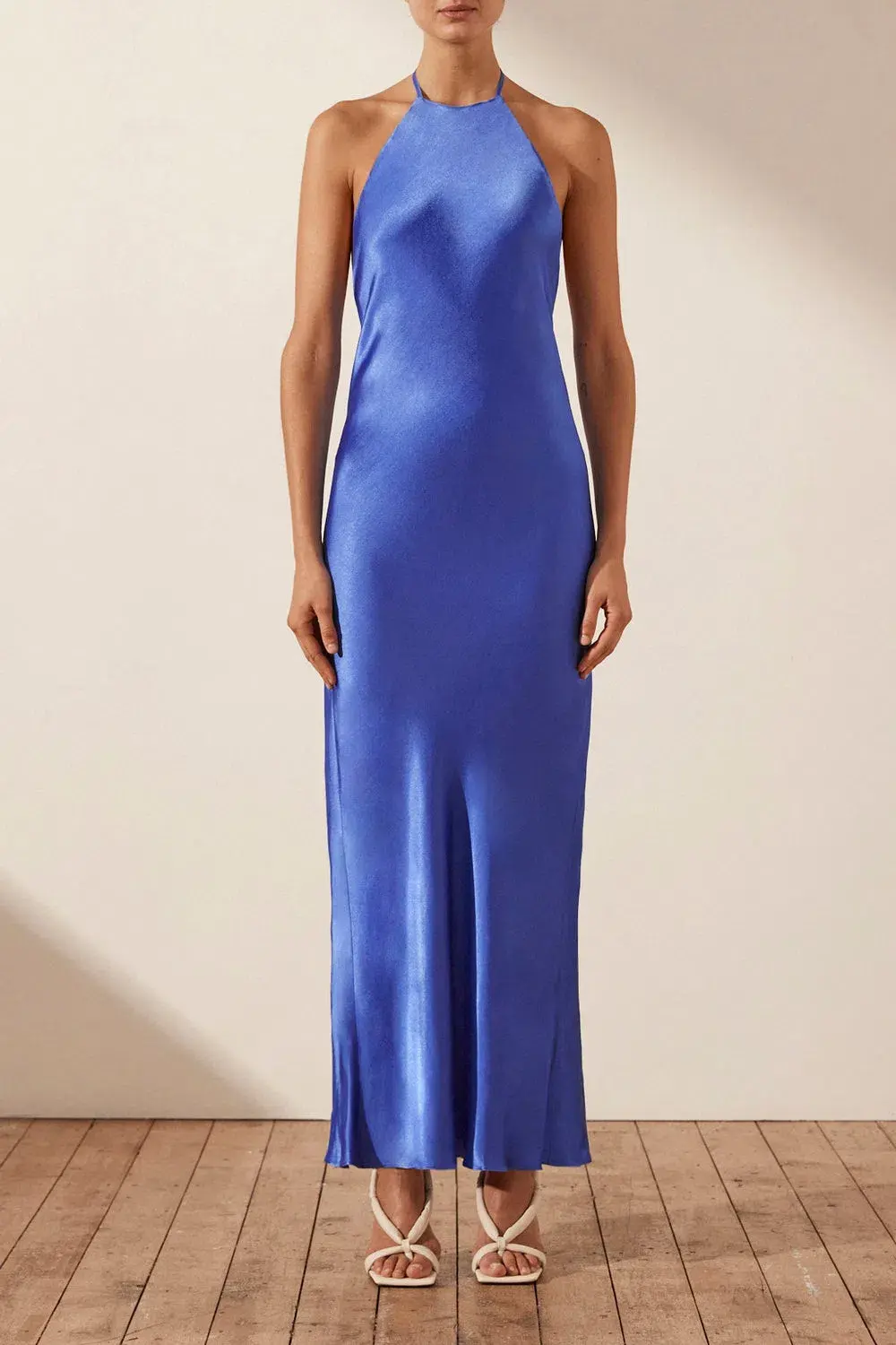 Shona Joy Oliviera Low Back Halter Neck Midi Dress in Strong Blue Size S / AU 8  - Image 1