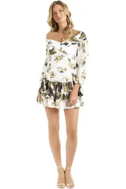 Pasduchas Spritzer Splice Off Shoulder Mini Dress Print Size 8 for rent on The Volte - image 1