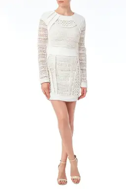 Asilio Back With A Vengence White Crochet Lace Mini Dress White Size 6 for rent on The Volte - image 1