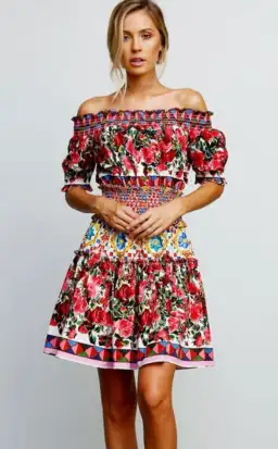 Stylekeepers Wild Flowers Off The Shoulder Mini Dress Multi Floral Size S / AU 8 for rent on The Volte - image 1