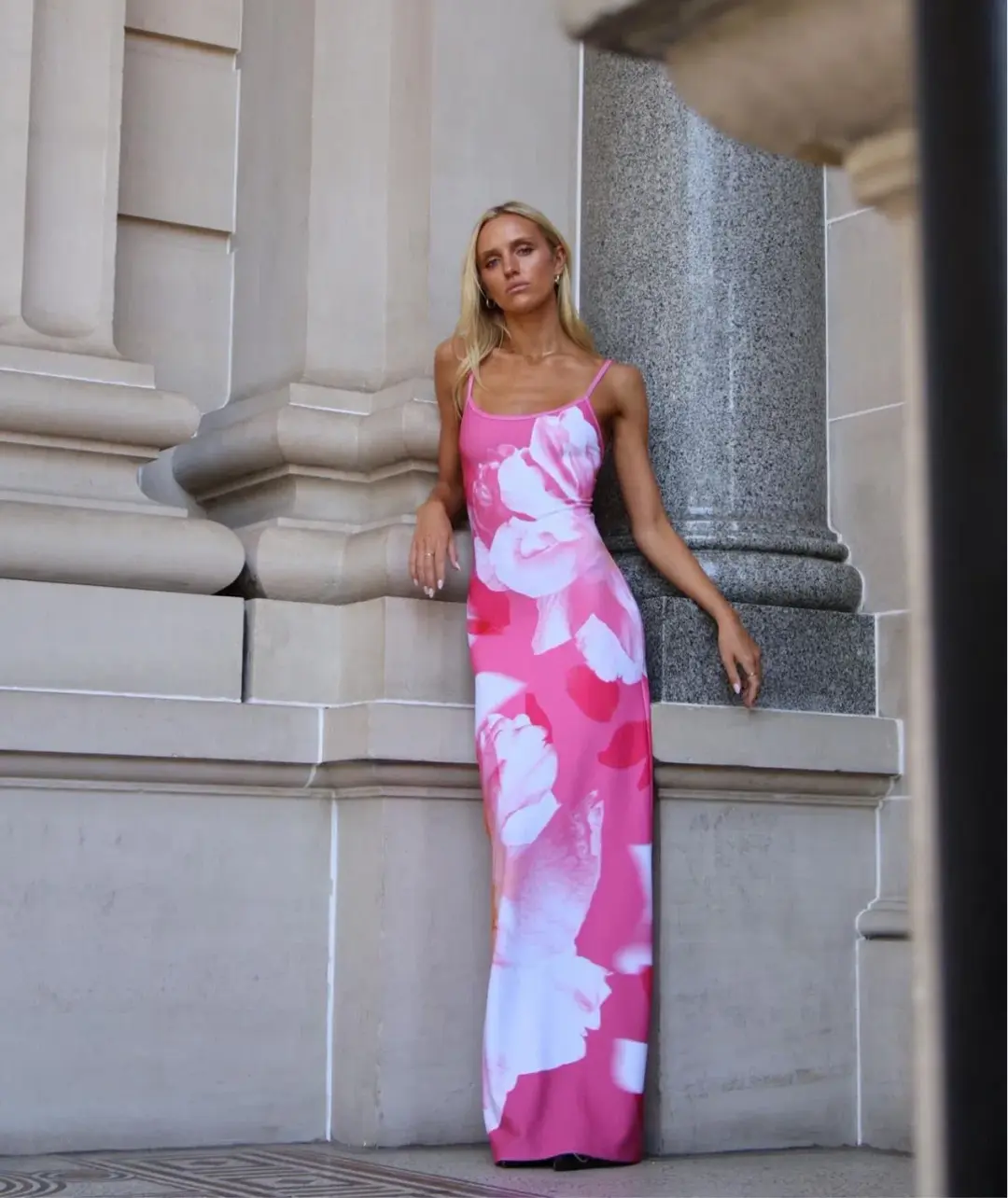 With Harper Lu Valentina Slip Dress Pink Hues Print Size 8 for rent on The Volte - main image