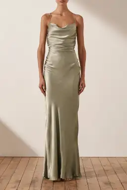 Shona Joy La Lune Lace Back Maxi Dress Sage Size 6 for rent on The Volte - image 1