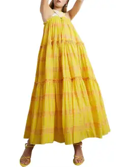 Aje Wilderness Tiered Dress Yellow Check Size 6 for rent on The Volte - image 4