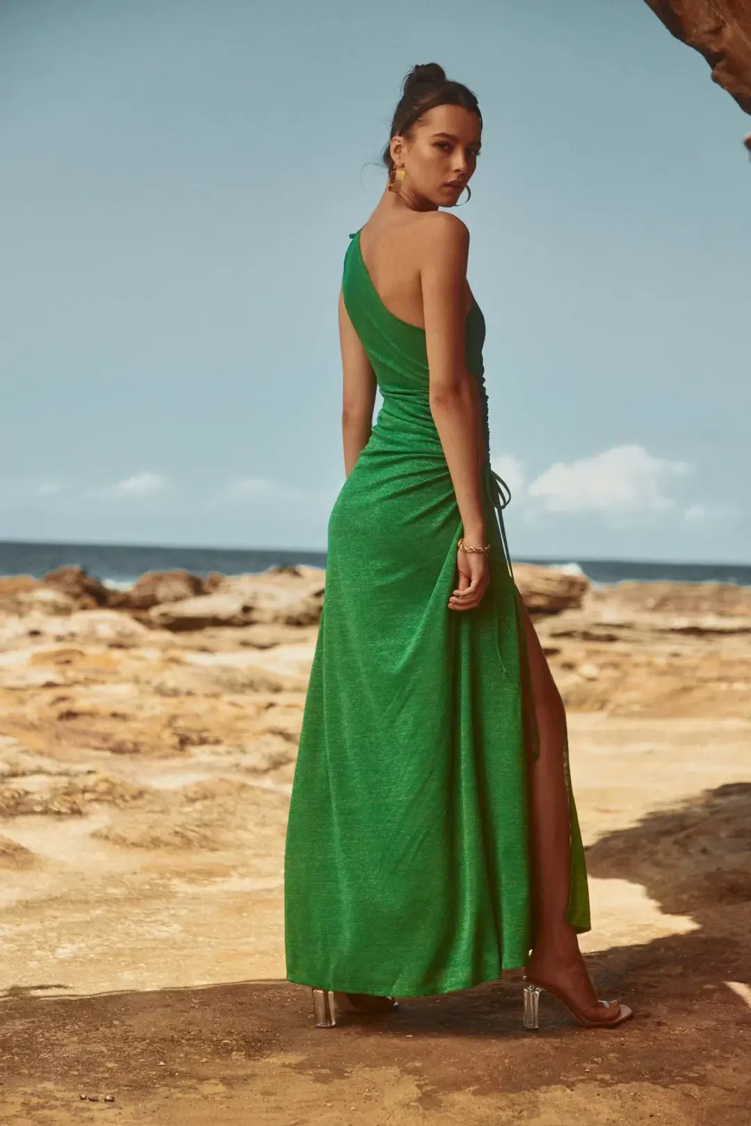Sonya Moda Nour Maxi Dress in Forest Green Shimmer Size 6 / XS for rent on The Volte - main image