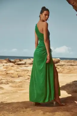 Sonya Moda Nour Maxi Dress in Forest Green Shimmer Size 6 / XS for rent on The Volte - image 6