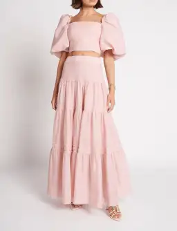 Aje Esme Puff Sleeve Cropped Top Pink Size 10 / M for rent on The Volte - image 1