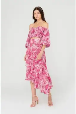 Sheike Ditsy Floral Top And Skirt Pink Set Size AU 10 for rent on The Volte - image 1