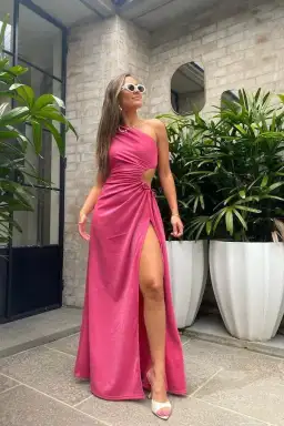 Sonya Moda Nour Shimmer Maxi Dress Pink Size AU 6 for rent on The Volte - image 3