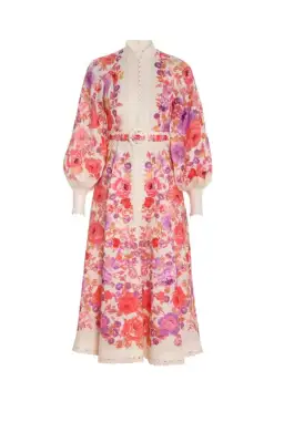 Zimmermann The Raie Billow Sleeve Midi Dress in Red/Purple Floral Size 3 / AU 14 for rent on The Volte - image 3