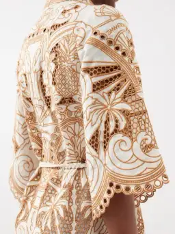 Zimmermann Ginger Embroidered Shirt Dress Ivory/Tan Size 0P/Au 6 for rent on The Volte - image 3