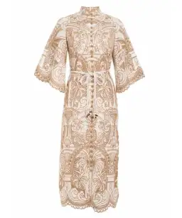 Zimmermann Ginger Embroidered Shirt Dress Ivory/Tan Size 0P/Au 6 for rent on The Volte - image 4