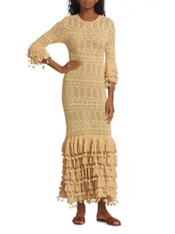 Zimmermann Wonderland Tiered Frill Dress Cream Marle Size 2/Au 12 for rent on The Volte - image 1