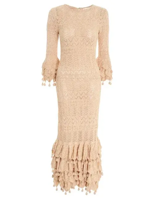 Zimmermann Wonderland Tiered Frill Dress Cream Marle Size 2/Au 12 for rent on The Volte - main image