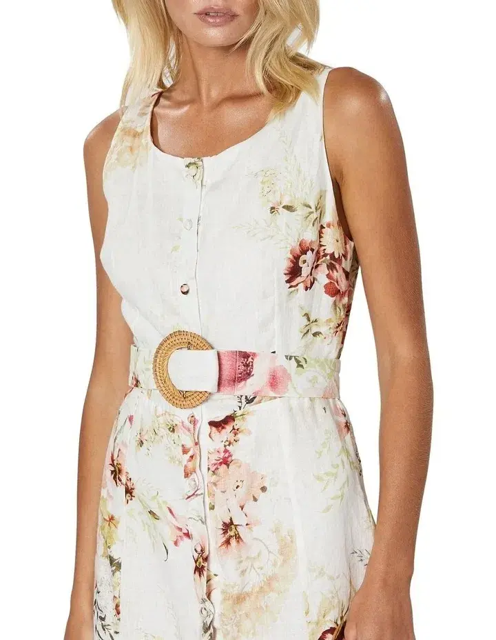 Winona Delphiniums Button Midi Dress Floral Size 6 for rent on The Volte - main image
