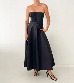 Scanlan Theodore Parachute Bustier Midi Dress Black Size 10 for rent on The Volte - image 1