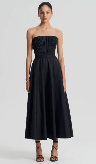 Scanlan Theodore Parachute Bustier Midi Dress Black Size 10 for rent on The Volte - main image