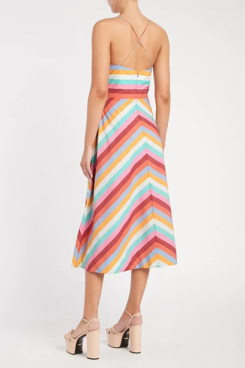 Rebecca Vallance Lolita Tie Midi Dress in Multi Colour Print Size 14 for rent on The Volte - main image