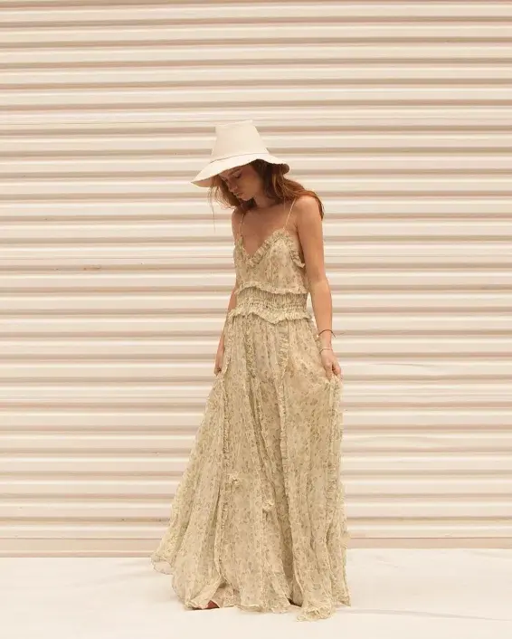 Lee Mathews Nina Crinkle Silk Floral Cami Dress Floral Size 12 for rent on The Volte - main image