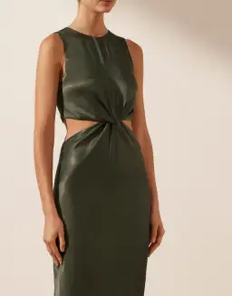 Shona Joy Giorgia Twist Front Sleeveless Midi Dress Forest Size 10 for rent on The Volte - image 2