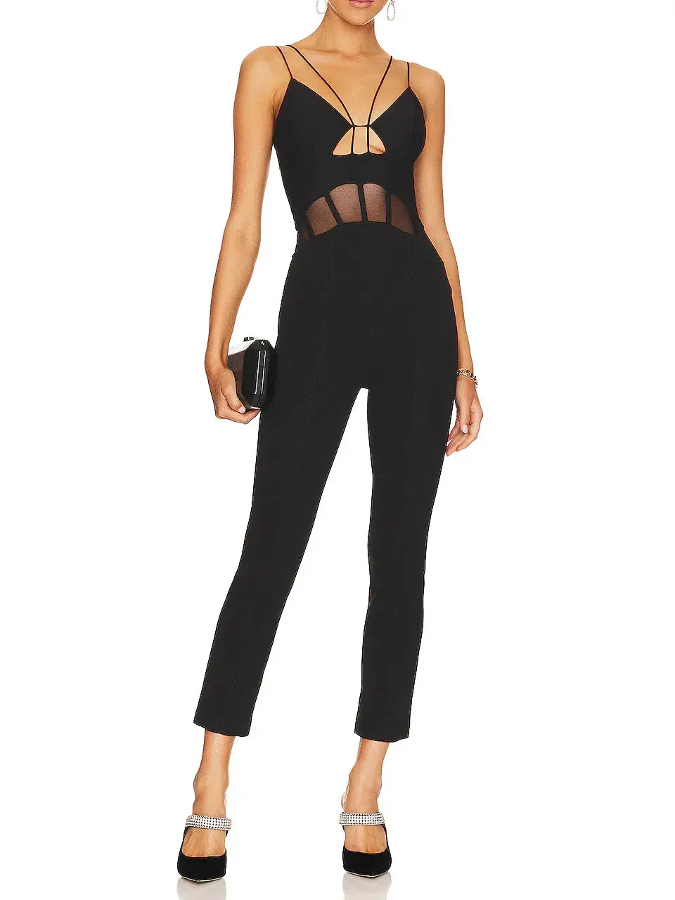 Misha Myrine Bonded Crepe Jumpsuit Black Size 10/M for rent on The Volte - main image