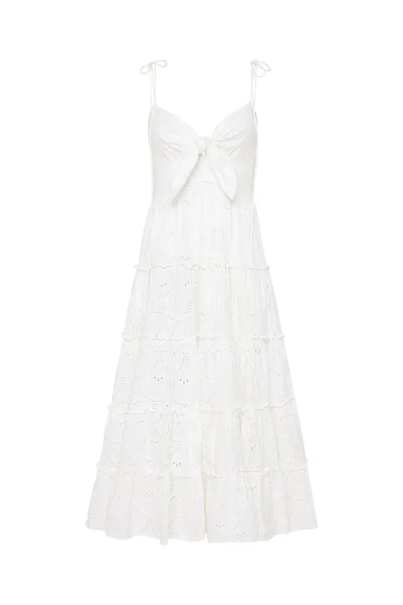 Palm Noosa James Midi Dress in White Linen Size 12 for rent on The Volte - main image
