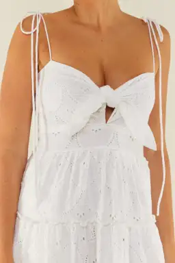 Palm Noosa James Midi Dress in White Linen Size 12 for rent on The Volte - image 4