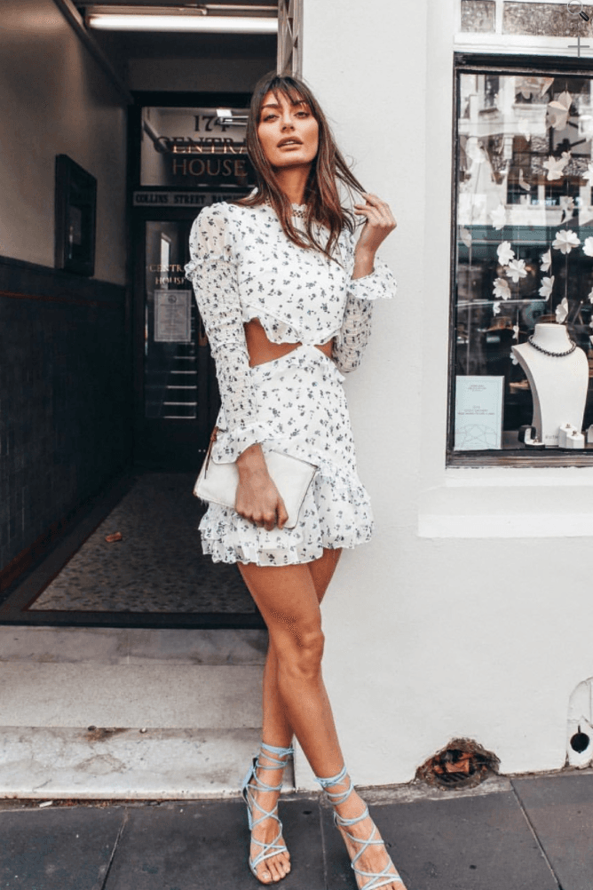 By Nicola Everlasting Dress Indigo Blooms Print Size 6 for rent on The Volte - main image