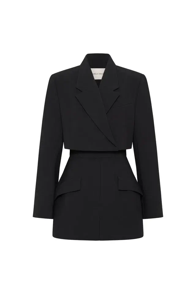 Camilla and Marc Camellia Tailored Cut Out Blazer Mini Dress Black Size 8 for rent on The Volte - main image