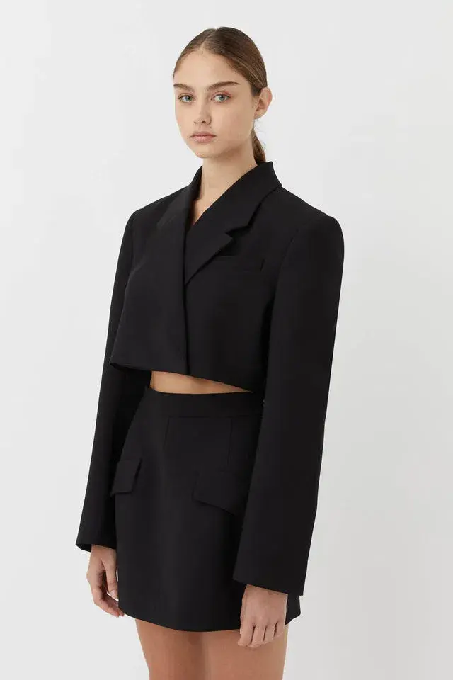 Camilla and Marc Camellia Tailored Cut Out Blazer Mini Dress Black Size 8 for rent on The Volte - main image