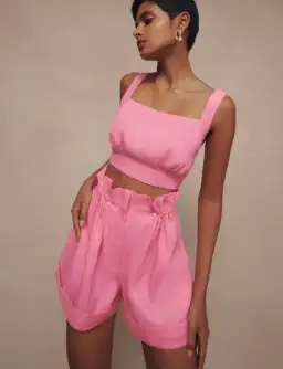 Aje Paper Bag Shorts & Tie Back Top Two Piece Set in Pink Size 6 for rent on The Volte - image 3