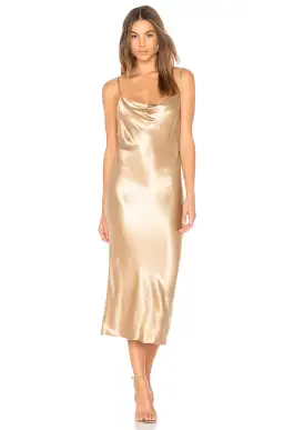 Bec and Bridge Shimmy Nights Cowl Neck Dress Silk Gold Size 10 for rent on The Volte - image 1
