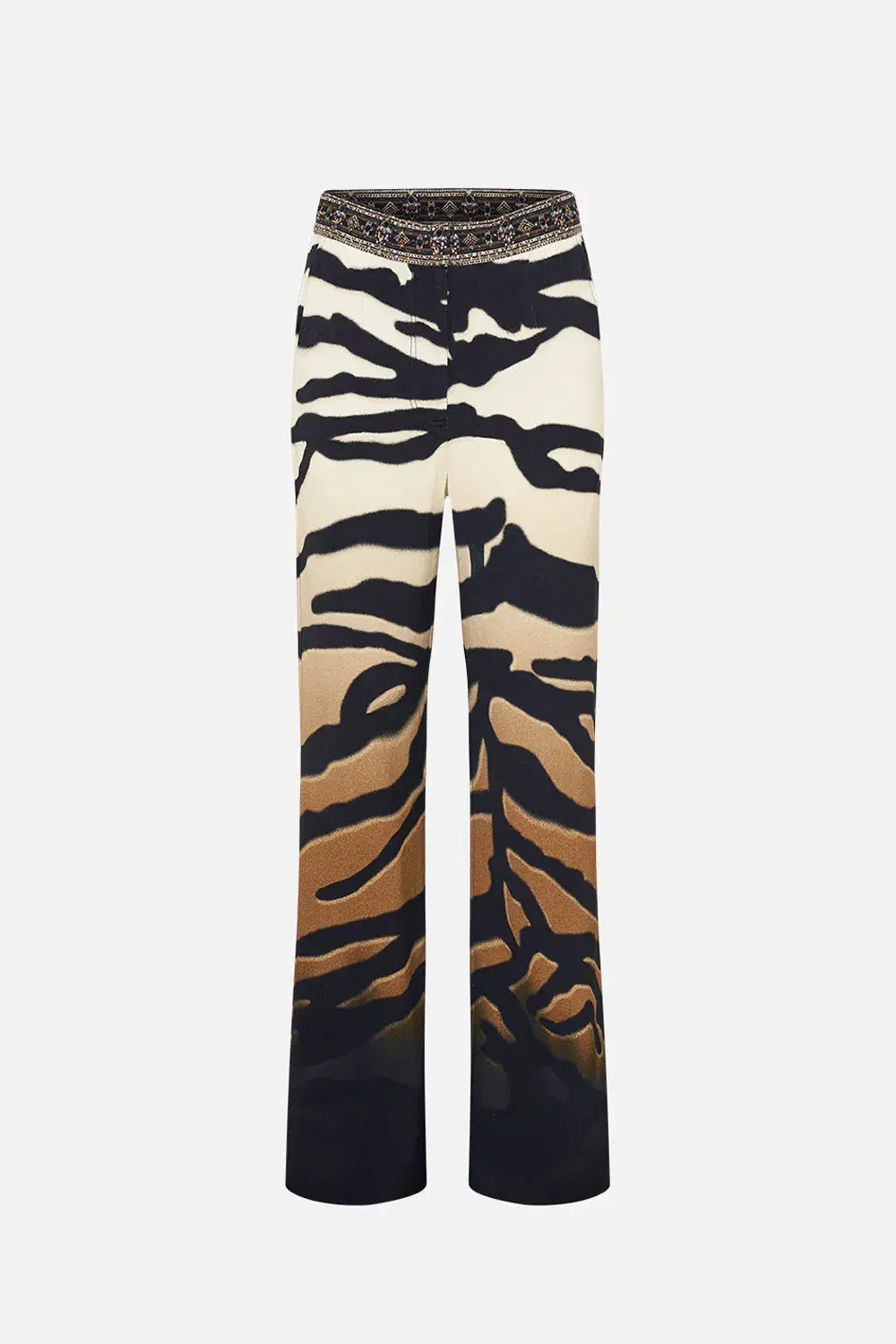 Camilla Full Length Flared Pant Tame My Tiger Print Size L / AU 14 for rent on The Volte - main image