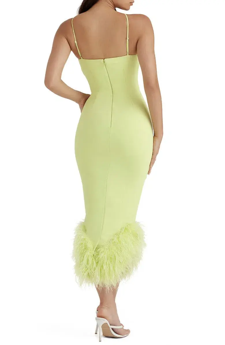 House of CB Alessia Midi Dress in Lime Size M/Au 10 for rent on The Volte - main image