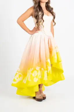 Zimmermann Wonderland Lace Up Midi Dress Sunset Ombre Size 8