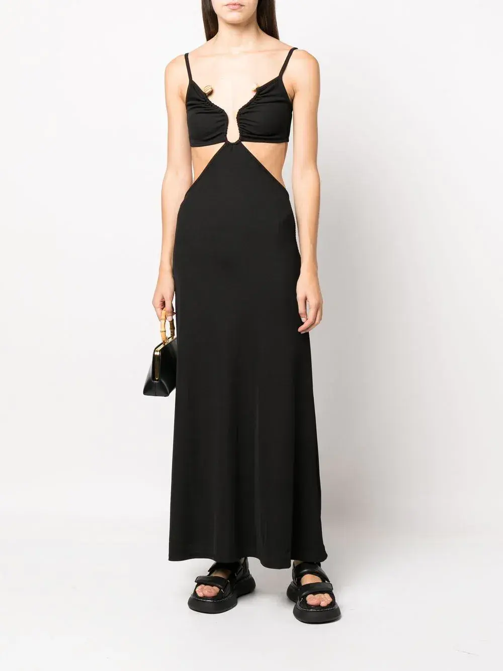 Christopher Esber Crystal Torso Bra Dress Black Size 10 for rent on The Volte - main image