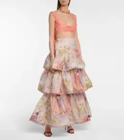 Zimmermann Botanica Frayed Edge Skirt Birds of Paradise Print Size 0 / AU 8