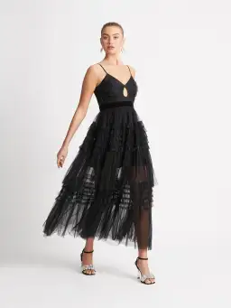 Sheike Phantom Mesh Maxi Dress Black Size 6
